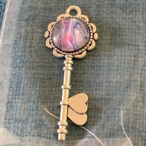Handmade Acrylic Pour Key Pendant